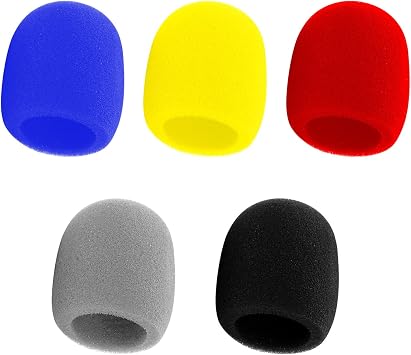 5PCS Thicken Microphone Covers, Reusable Foam Windscreen for KTV, Multi-Colour Microphone Case forHandheld-Mic, Condenser-Mic and All Various Microphones