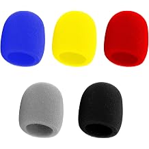 5PCS Thicken Microphone Covers, Reusable Foam Windscreen for KTV, Multi-Colour Microphone Case forHandheld-Mic, Condenser-Mic and All Various Microphones
