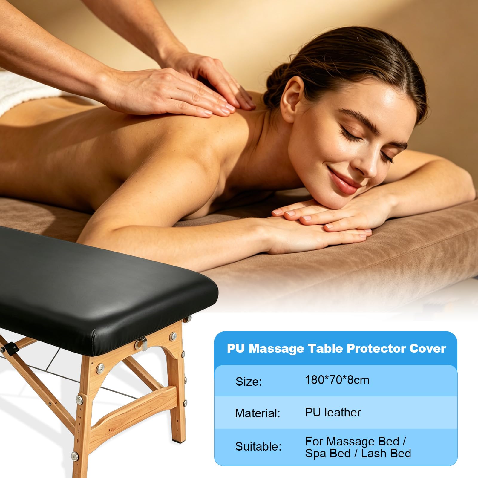 CGBE Impermeabile Copri Lettino da Massaggio: Resistente agli Oli PU Coprilettino Estetica con Elastici Antiscivolo - Lavabile 180 x 70 x 8 cm - Adatto per Bellezza Massaggio Tatuaggi SPA Ciglia