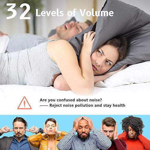Miniatura 5 de Easysleep Máquina de ruido blanco sonoro con 25 sonidos relajantes y luces nocturnas con función de memoria 32 niveles de volumen y 5 temporizadores