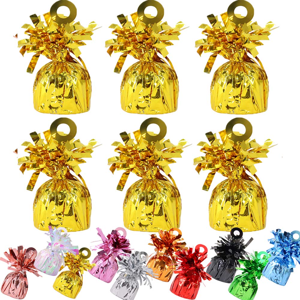 Time to Sparkle 18 Pack Heavy Balloon Weights Foil Helium Latex Balloon Weight Fountain Table Floor Tassle Cone 170g/pc Birthday Party Accessory (Weight-Gold) — image 1