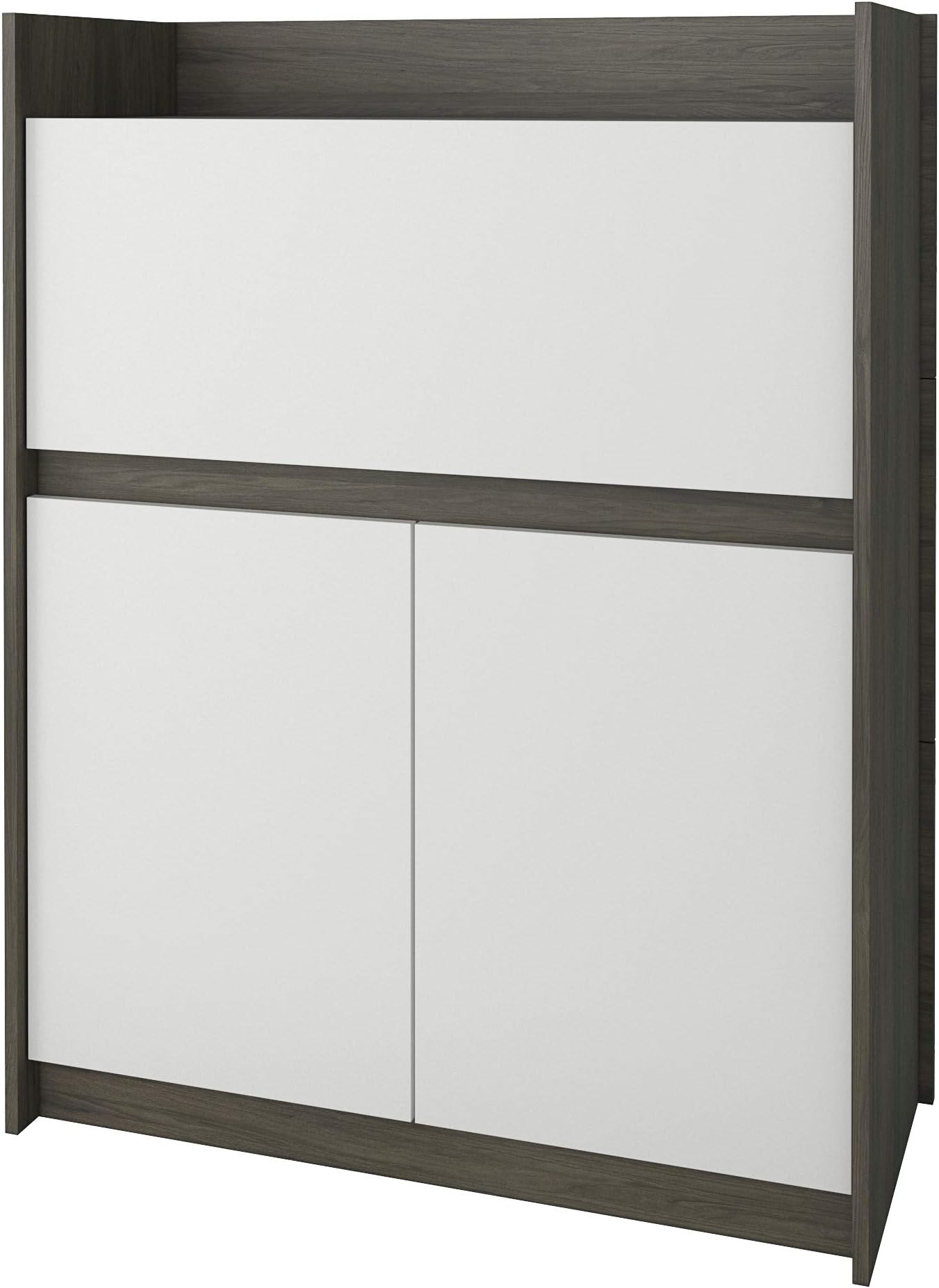 Nexera Chrono , Bark Grey & White Secretary Desk,