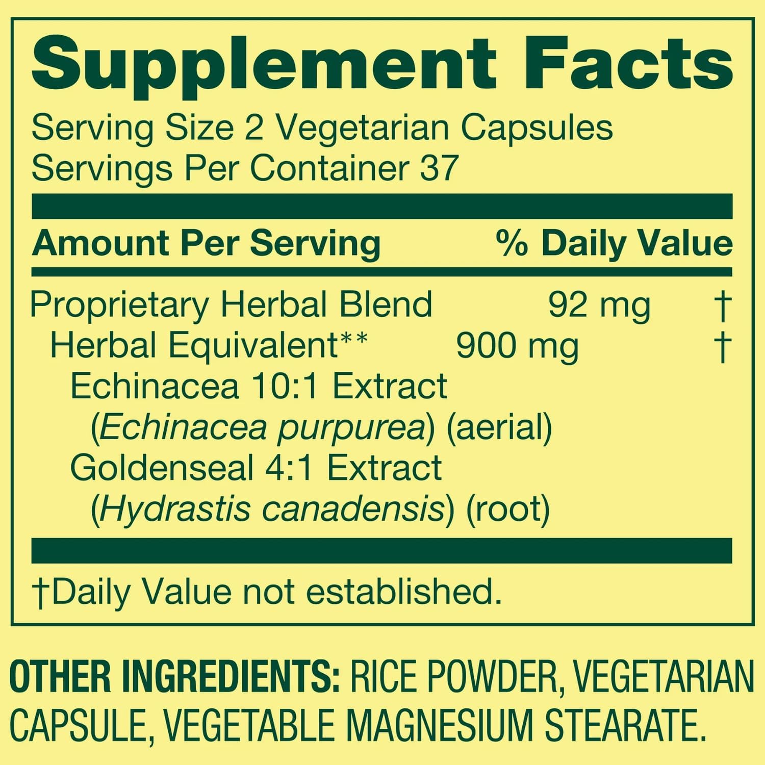Echinacea Goldenseal Blend Dietary Supplement, 900 mg, 75 Vegetarian Capsules - Pack of 03