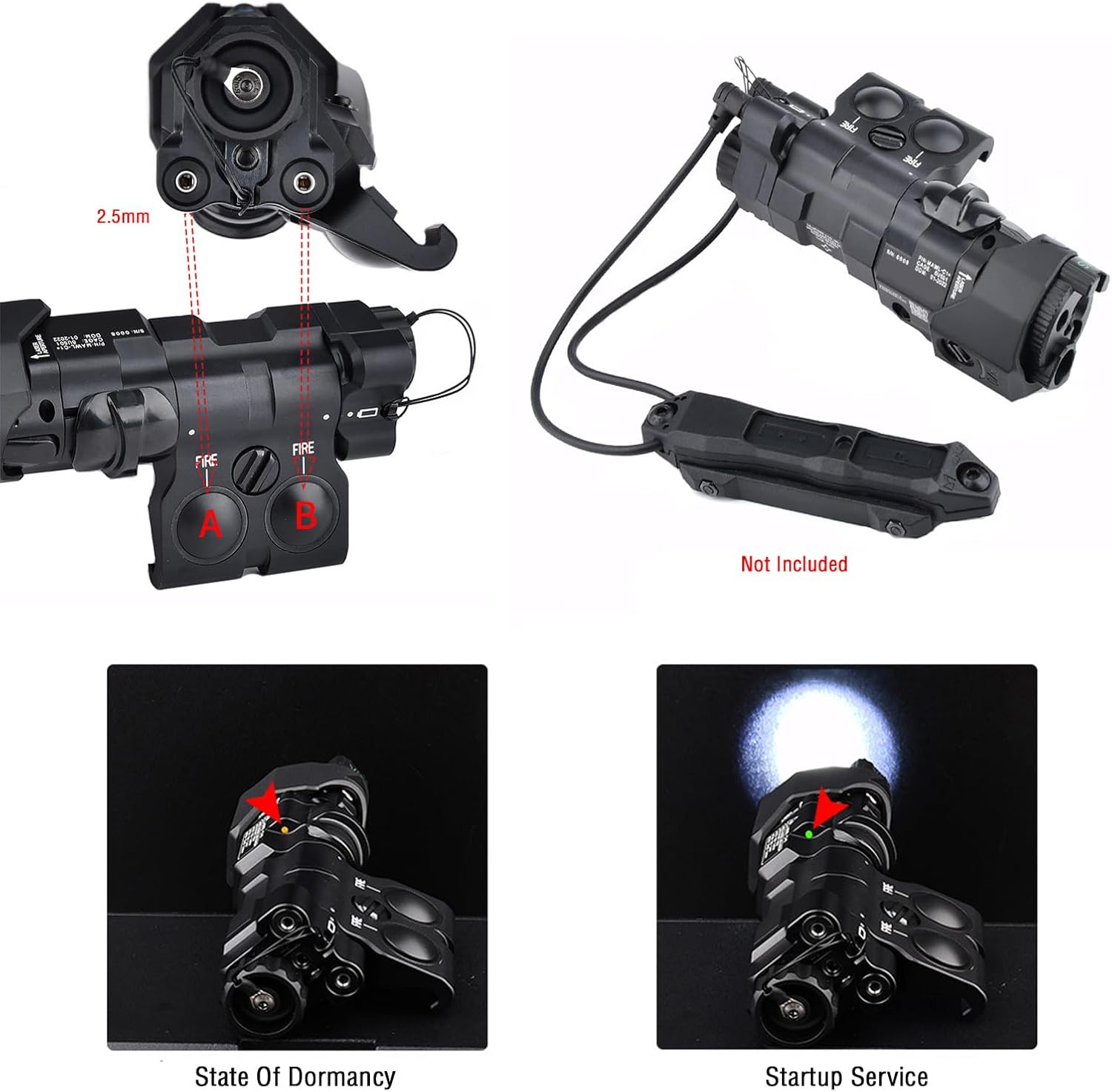 Plastic MWL C1+ Box Laser Sights，with IR Laser + Red/Green/Blue Laser Sight + IR Fill Light + Strobe/Momentary/Constant Modes Whitelight LED 220 Lumens Flashlight，Fits for 20mm Picatinny Rail