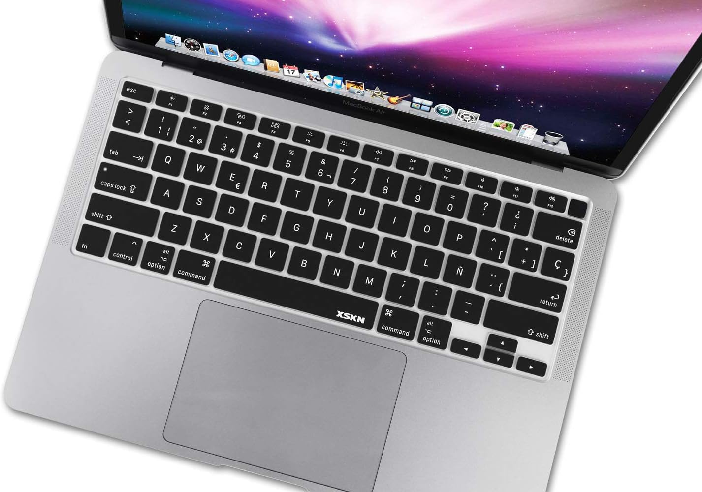 XSKN Spanish Black US Version Silicone Keyboard Cover Skin ONLY FITS for 2020 Released MacBook Air 13 inch A2179 A2337 M1 M2 with Touch ID