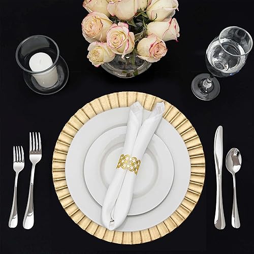 Miniatura 4 de Simply Elegant Placa de carga de plástico con borde acanalado  Placa de servicio para fiestas, cenas, bodas, quinceañeras y eventos, 13 pulgadas de