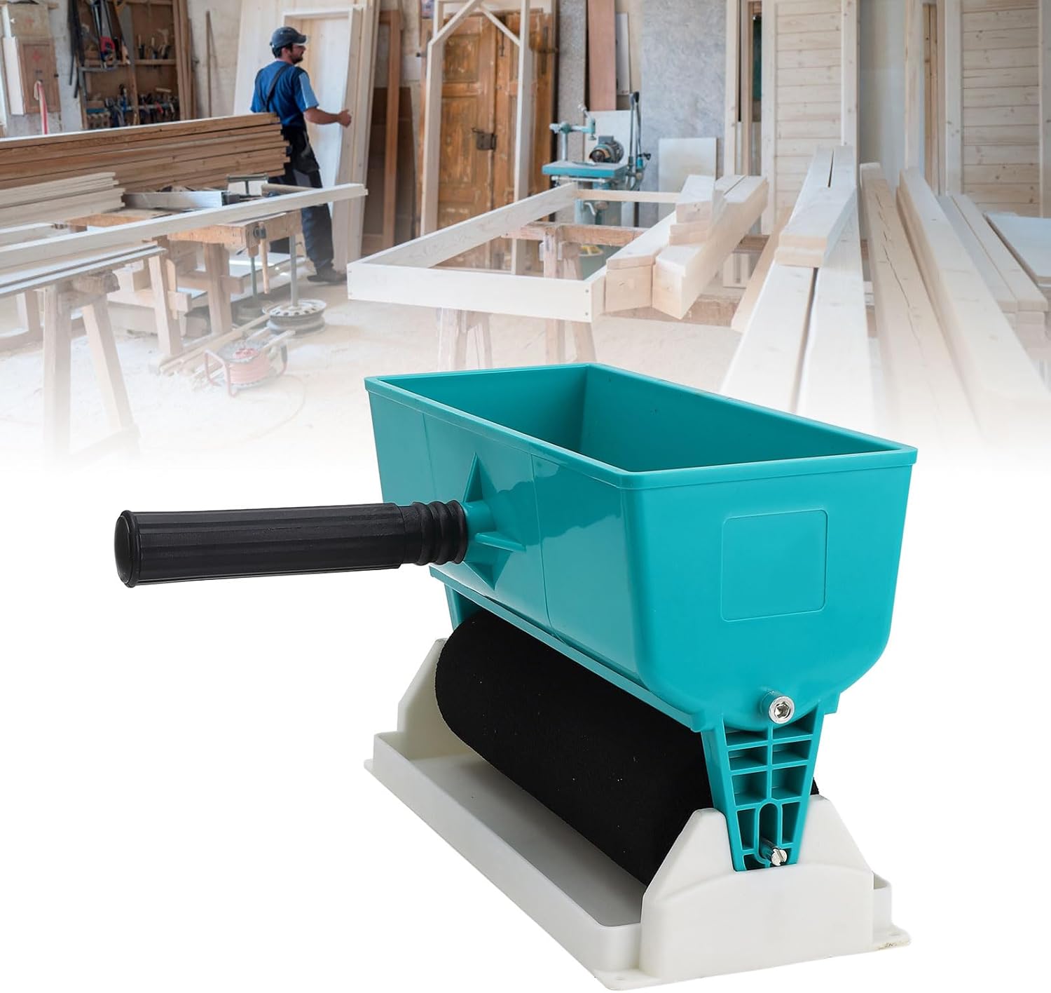 Portable Glue Applicator Roller, 9in 460mL Manual Glue Roller Applicator DIY Handheld Adhesive Roller for Carpenter Woodworking Glue Spreader Dispenser Coated Glue Roller Spreading