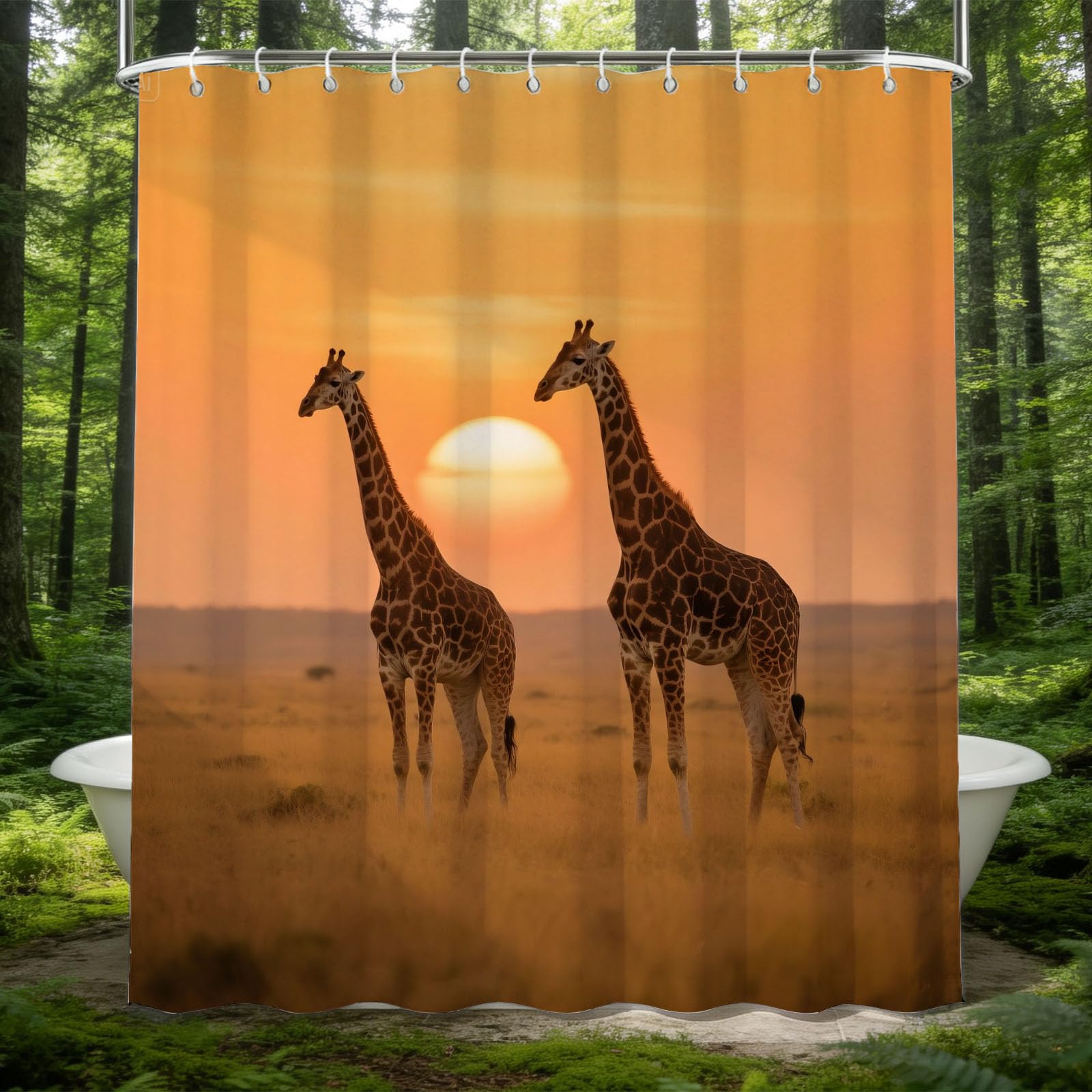 Rideau de douche gaffe 180x200 cm en tissu imperméable avec anneaux pour salle de bain