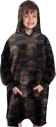 Miniatura 7 de Mad Dog - Manta con capucha para niños, mantas con mangas acogedoras, forro polar suave y diseños de sherpa, para niños y niñas, de 4 a 13 años