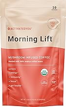 ActivatedYou Morning Lift Mushroom Infused Coffee - Certified Organic, Plant Based Mushroom Coffee Instant Blend Made with Lion's Mane & Cordyceps to Support Digestion, Energy & Focus (1 Pack)