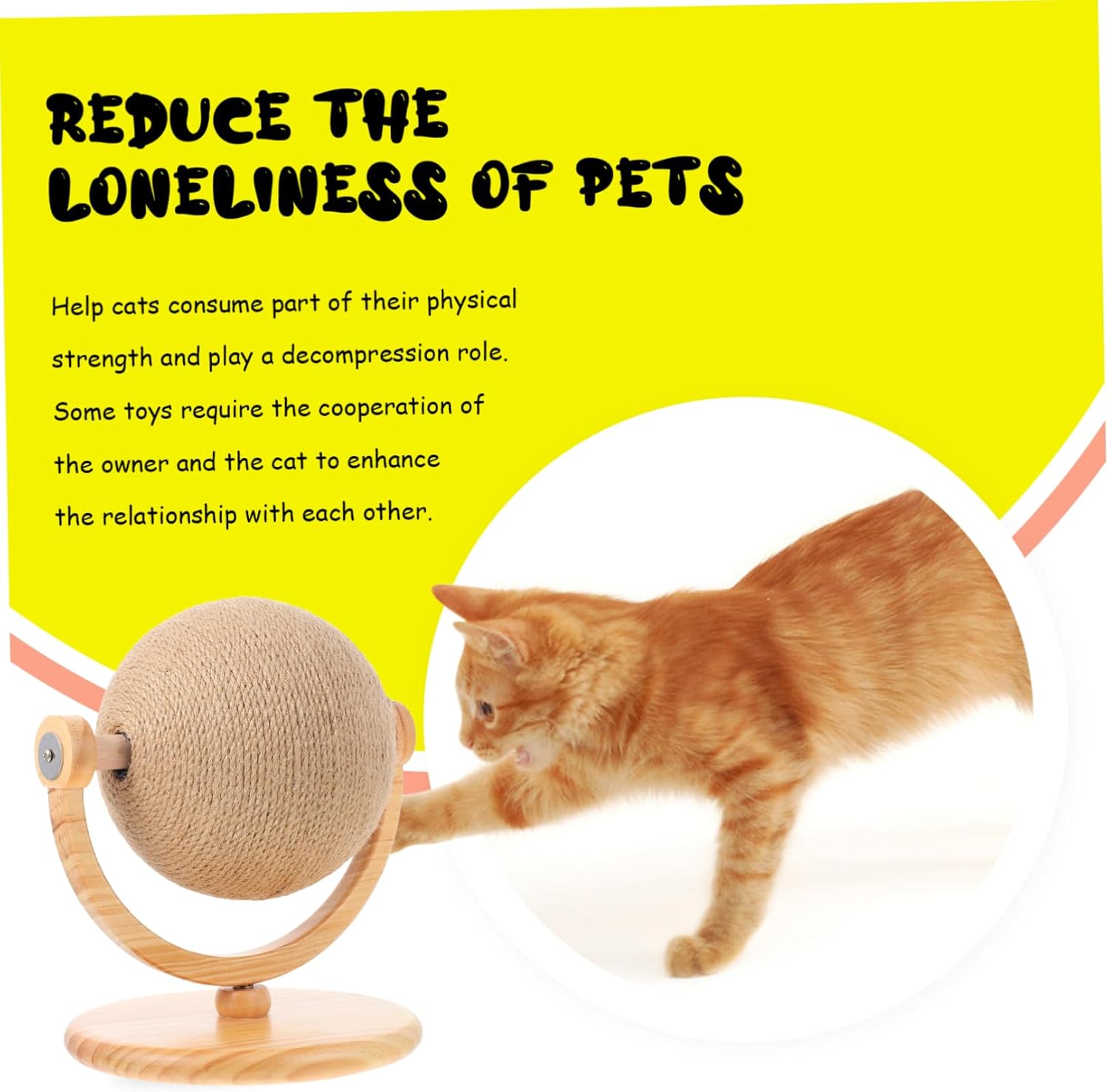 UPKOCH Cat Scratching Globe Toy Solid Sisal Grinding for Cats Interactive Scratch Prevention User-Friendly Pet Plaything for Indoor Use Protects Furniture