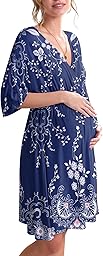 Ekouaer 3 in 1 Labor/Delivery/Hospital Gown Maternity Dress Nursing Nightgown Sleepwear for Breastfeeding