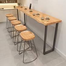 Solid Wood Live Edge Bar Table, Industrial Narrow Pub Counter Height Desk