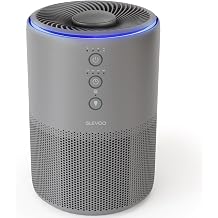 Air Purifier for Home & Bedroom, Quiet HEPA Filter for Smoke, Pet Dander, Odours with Fragrance Sponge & 4 Speed for Sleep, 4   Replacement pre-filters for Bedroom Office, Blue Ambient Light
