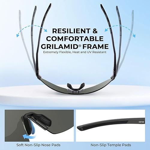 Miniatura 8 de KastKing Nizini - Lentes de sol deportivos polarizados para hombres y mujeres, diseño envolvente sin marco, protección UV400 para pesca, correr,