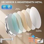Auxmir 30X/1X Wall Mounted Makeup Mirror, 8" Double-Sided Magnifying Mirror with Tweezers, Bathroom Vanity Makeup Mirror, Cosmetic Mirror with 360° Swivel Extendable Arm, Chrome