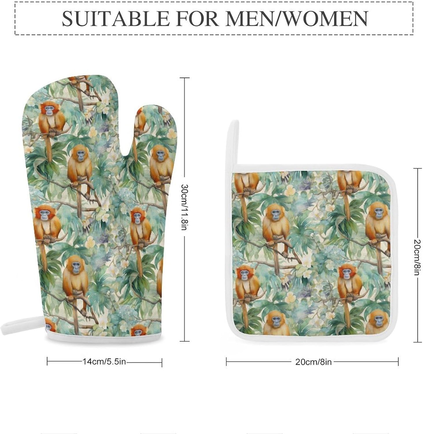 Golden Monkeys 4 Pcs Oven Mitts and Pot Holders Set High Heat Resistant Long Kitchen Oven Glove Potholders