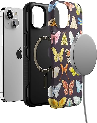 Vista 289 de Casely Funda para iPhone 13 Compatible con MagSafe Color Splash de medianoche Funda retro abstracta Color de medianoche Splash Abstracto