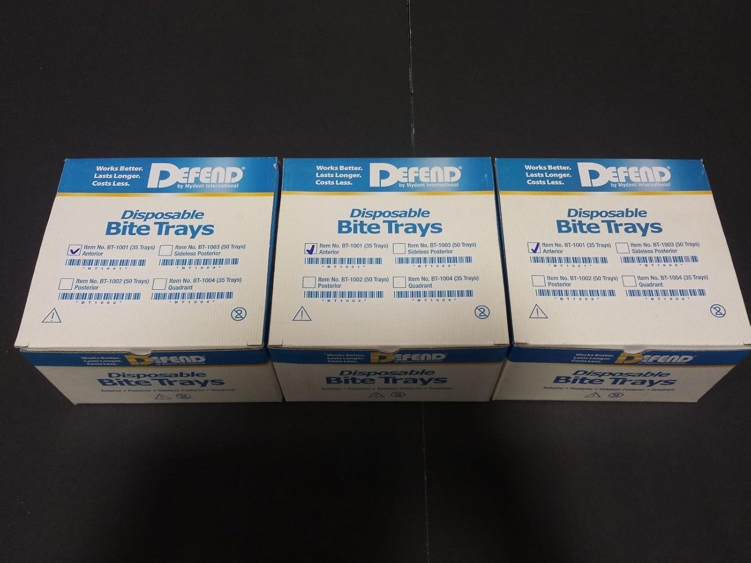 Dental Bite Registration Disposable Impression Trays (3 boxes) (ANTERIOR TRAY (105 pcs), BT-1001)