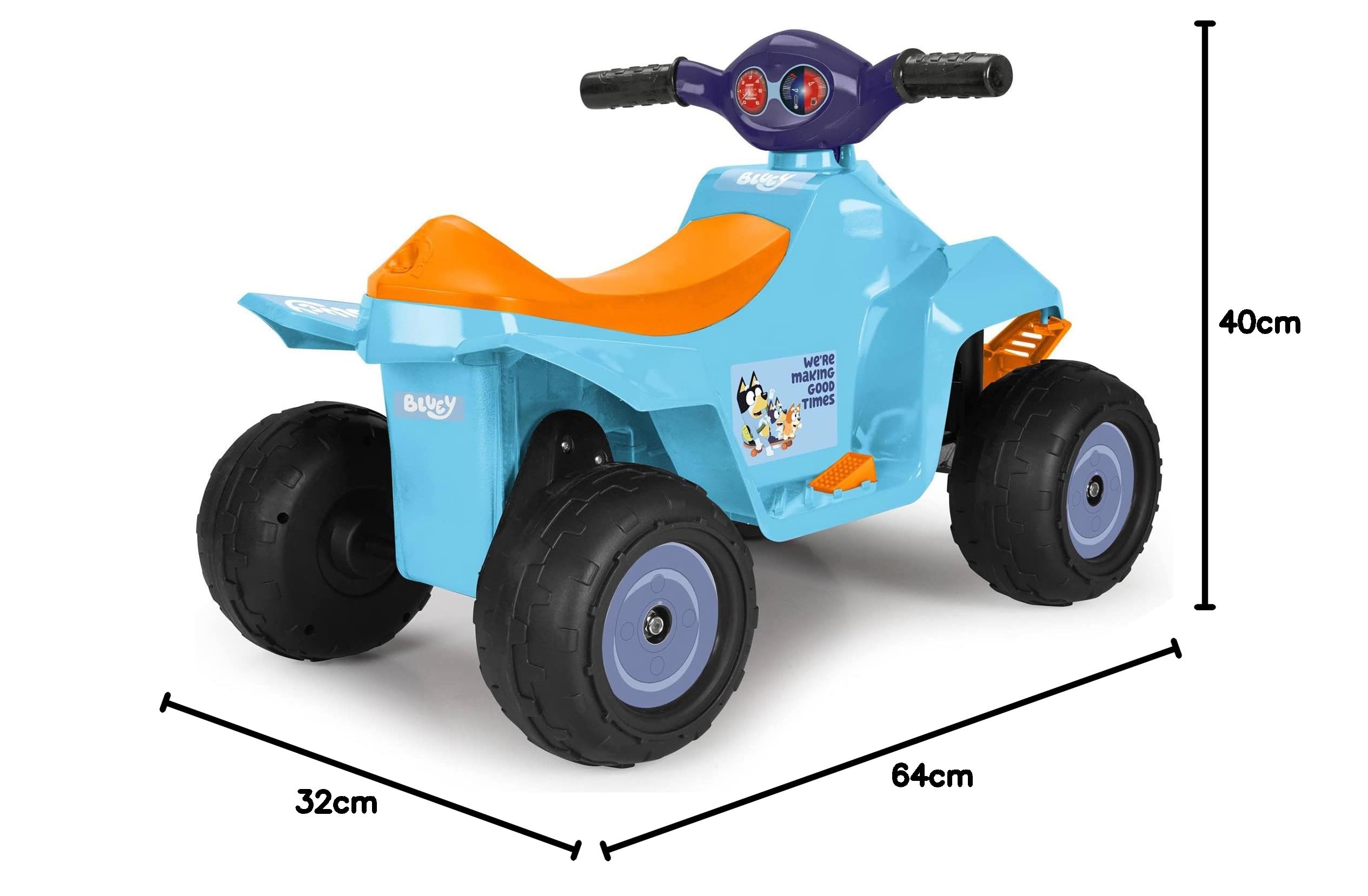 Feber - Quad Racy Bluey 6V, Voiture électrique pour garçons et Filles de 18 Mois à 3 Ans, avec accélérateur, Grandes Roues pour la stabilité, jusqu'à 40 Min d'autonomie, Chargeur Inclus(FEQ06000)