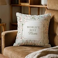 Vista 3 de World's Best Mom - Fundas de almohada para mamá, regalos para mamá de parte de la hija, almohada de cojín vintage floral para madres, 18 x 18