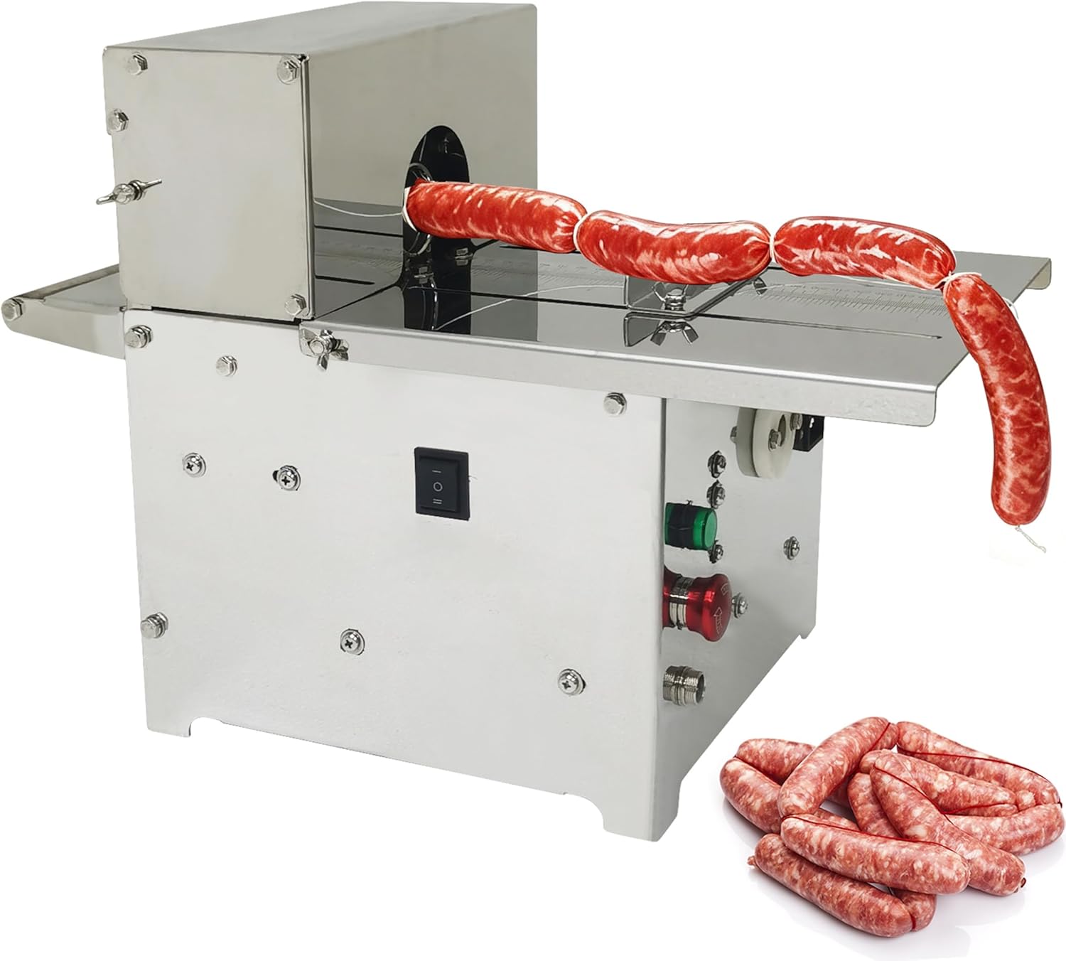 TECHTONGDA Electric Sausage Tying Machine with Foot Pedal, Max 1.65in Aperture, 110V Automatic Sausage Linker Knotting Machine, Stainless Steel Tying Binding Strapping Equipment for Meat Processing
