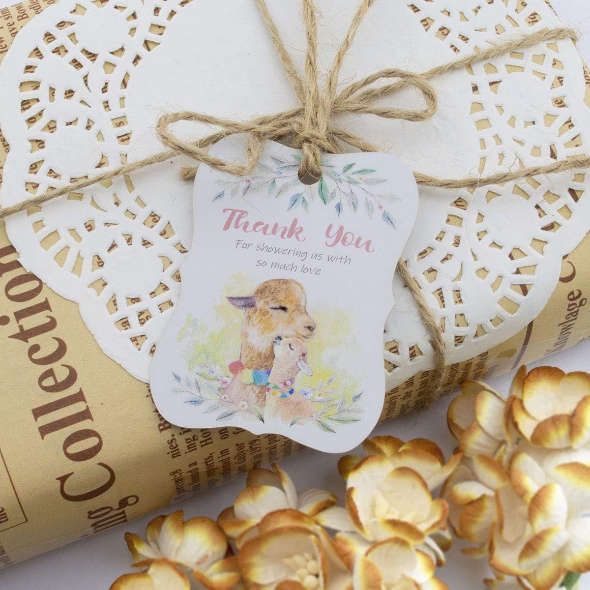 Summer-Ray 50pcs Alpaca Thank You for Showering Us with so Much Love Baby Shower Thank You Tags Favour Tags - Image 4