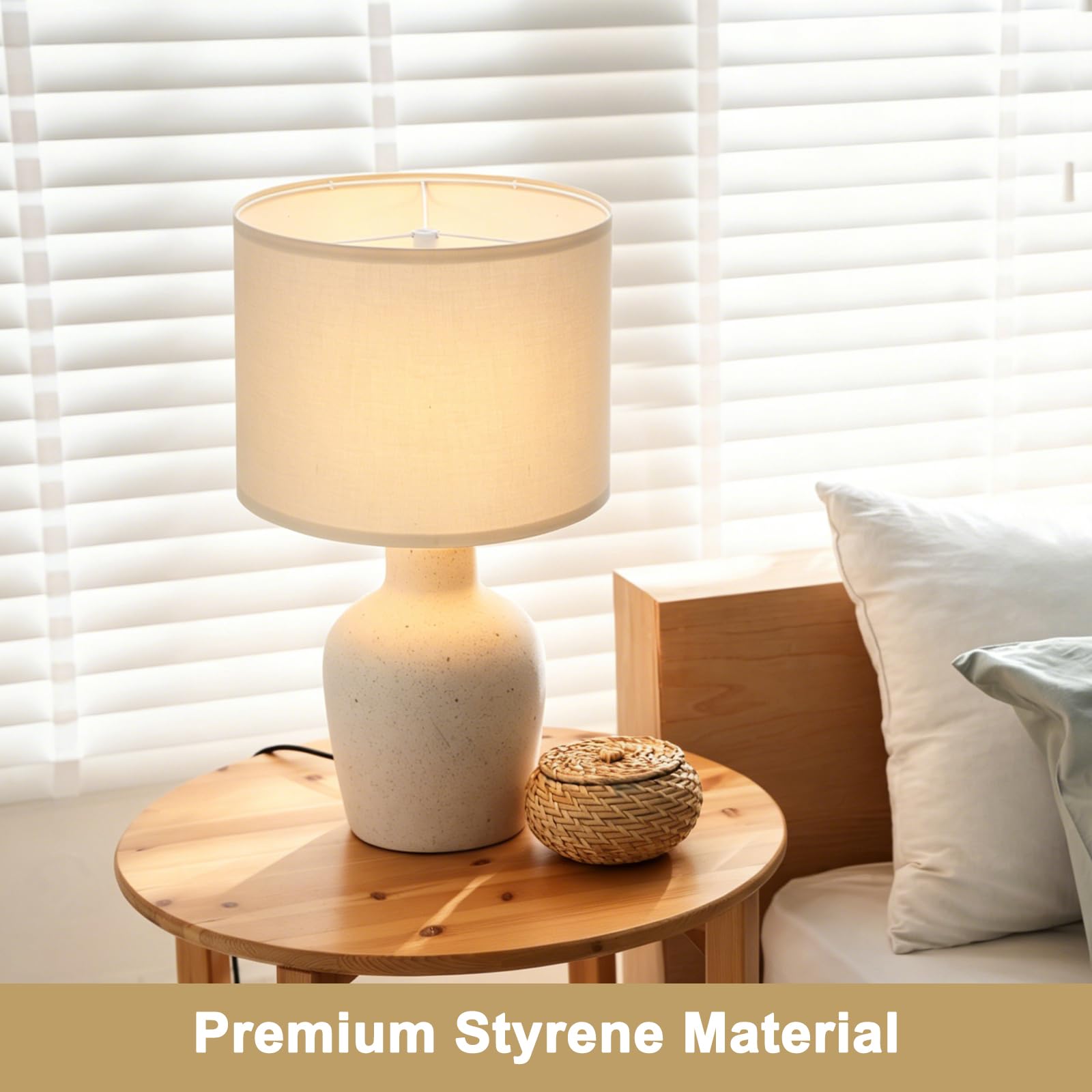 Paralume a tamburo con retro rigido, set da 5 pezzi, 33 x 33 x 25 cm, colore: beige