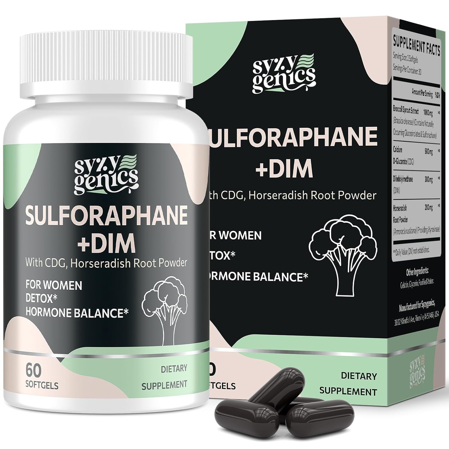 Sulforaphane Supplement from Broccoli Sprouts DIM and CDG Triple Blend Natural Enzyme Myrosinase for High Sulforaphane Broccoli Supplement