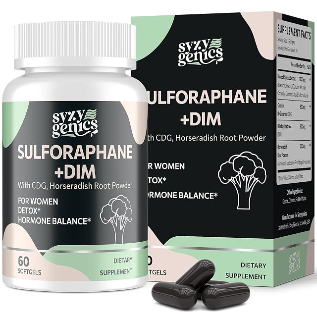 Sulforaphane Supplement from Broccoli Sprouts DIM and CDG Triple Blend Natural Enzyme Myrosinase for High Sulforaphane Broccoli Supplement