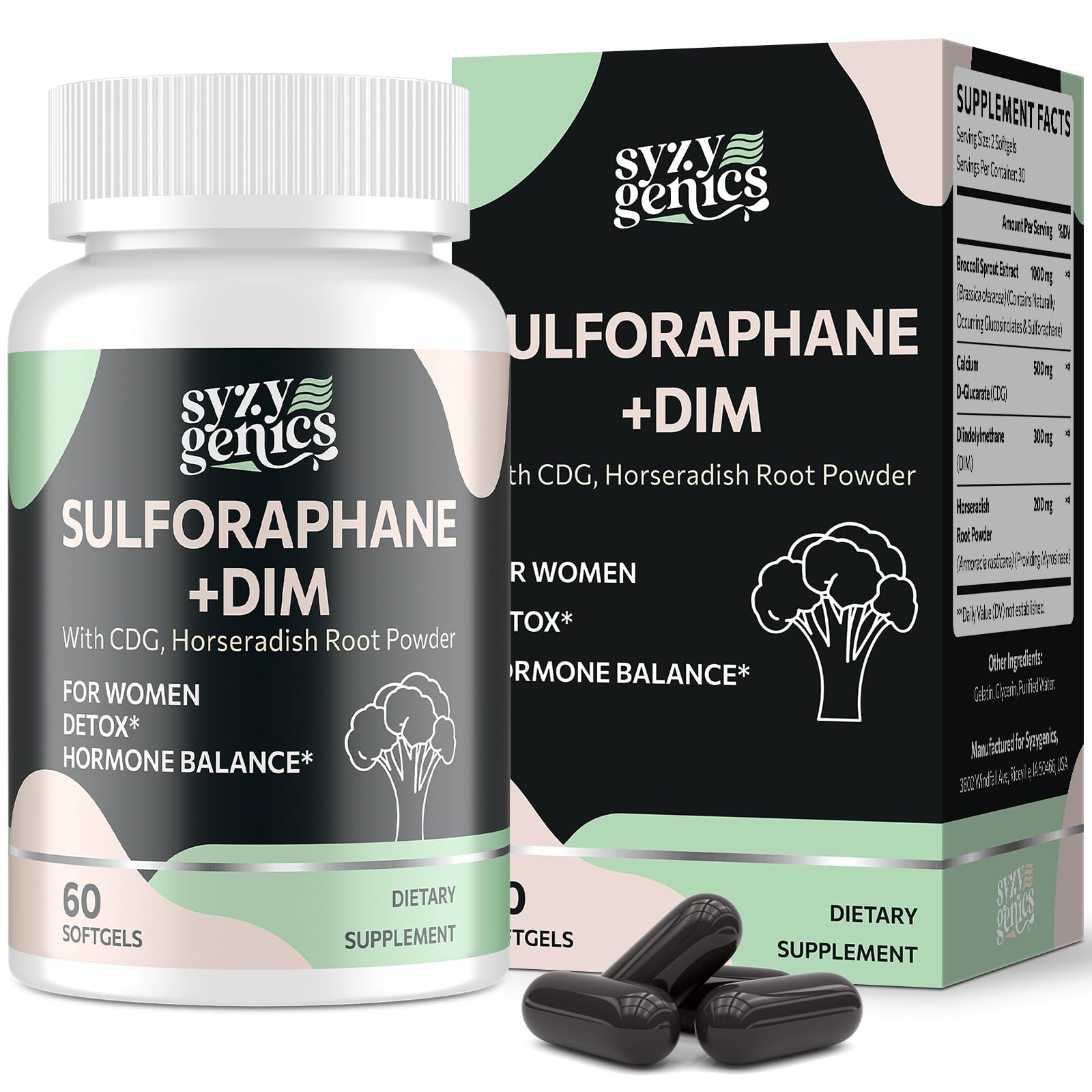 Sulforaphane Supplement from Broccoli Sprouts DIM and CDG Triple Blend Natural Enzyme Myrosinase for High Sulforaphane Broccoli Supplement
