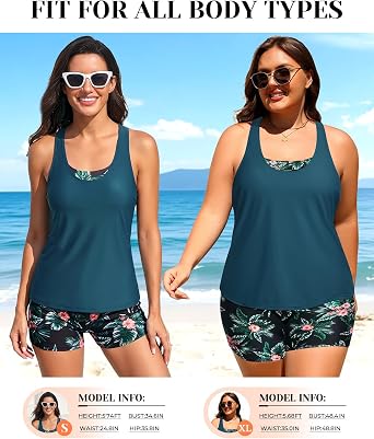 Holipick 3 Piece Tankini Swimsuits for Women Tummy Control Bathing Suits Swim Tank Top with Bra Boy Shorts Teen Swimwear 2026