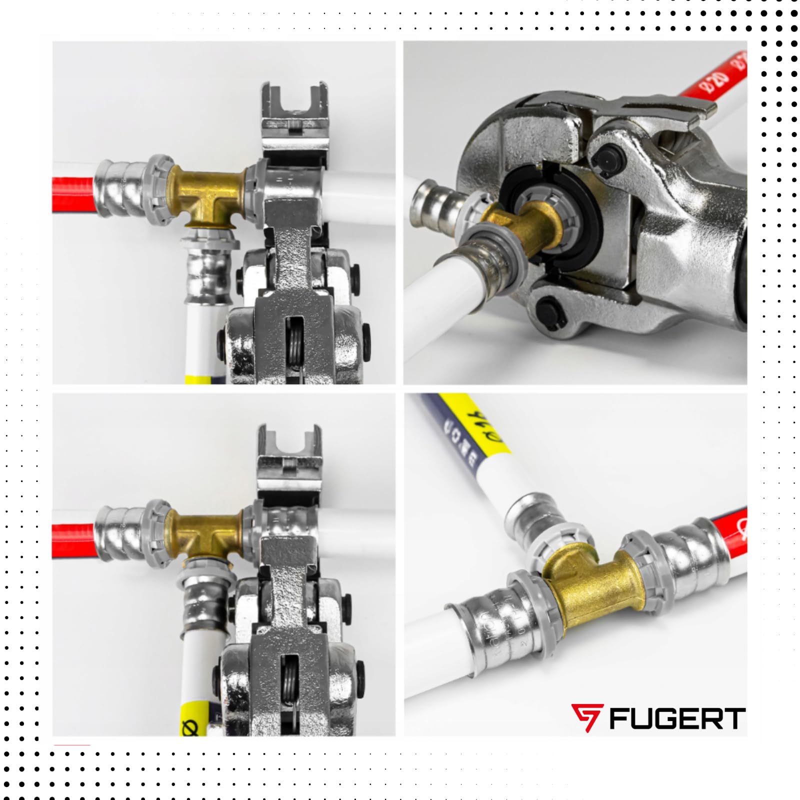 Presszange für Kupferrohr & Verbundrohr 3 Konturen V/TH/U 15–32mm - 12T Hydraulische Rohrpresszange - Edelstahlrohr - 360° Kopf - Koffer
