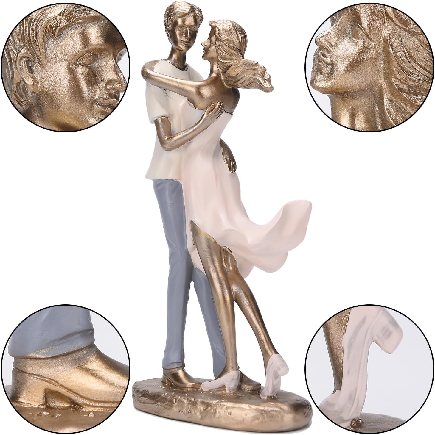 BRABUD Romantic Dancing Couple Statue Resin Colorful Ballet Lovers Figurine Anniversary Wedding Engagement Decor Home Decor Valentine's Day Gift 12.2''(H) TQGJBS627