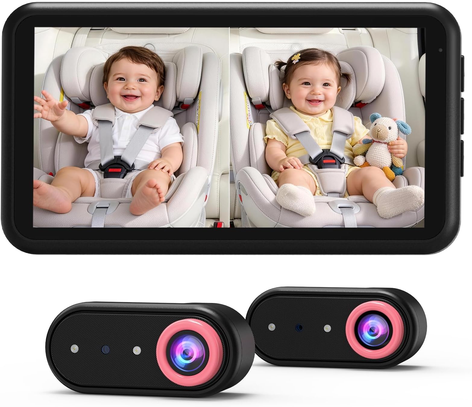 LUCKVIEW BM2 PRO Dual Baby Car Camera, 5.2" 1080P Baby Monitor