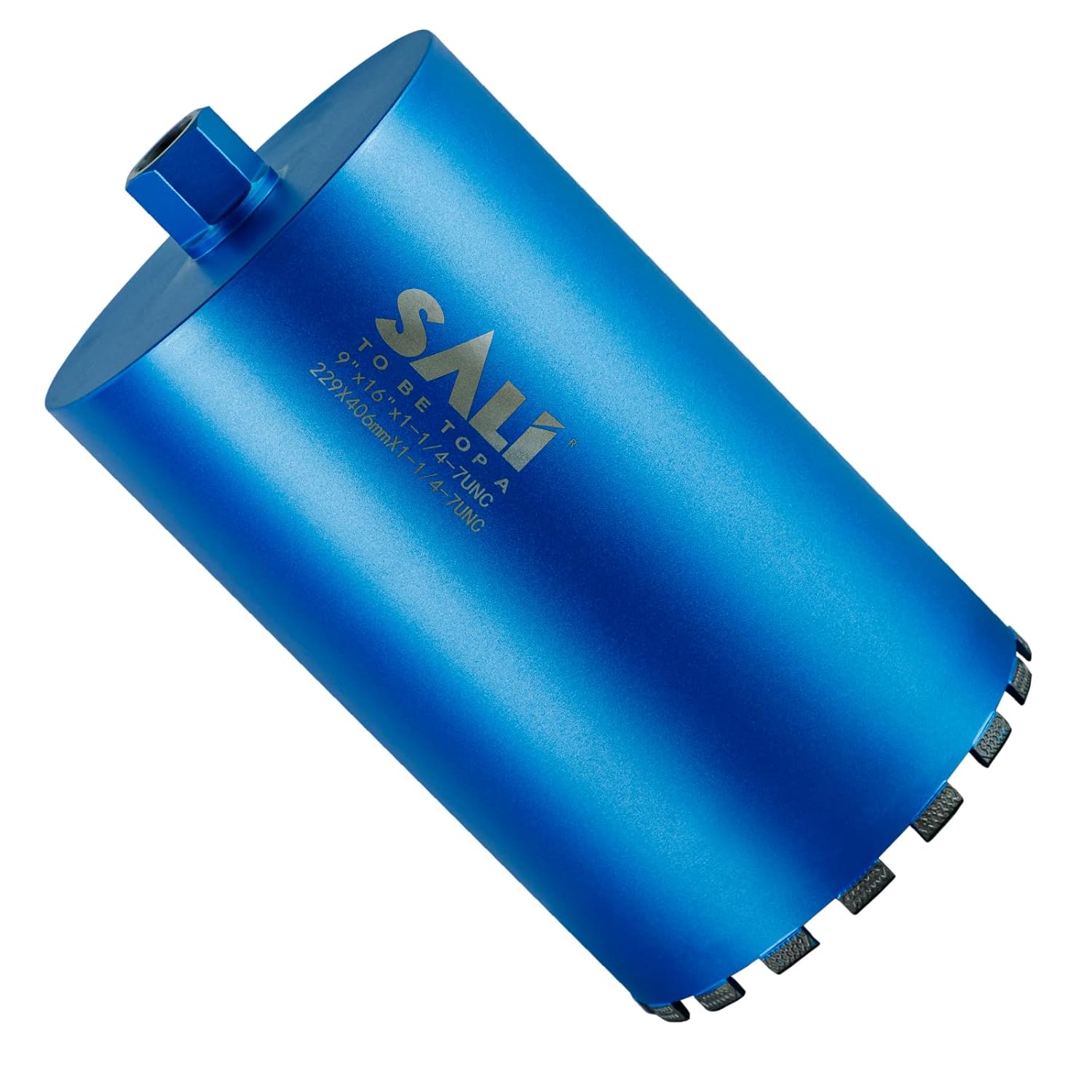 SALI Wet Diamond Core Drill Bits 9"/229mm Diameter, 15"/380mm Drilling Depth Concrete Core Drill Bit, 1-1/4-7" Thread Core Bit Turbo Laser-Welded Segments with Rebar, Brick, Block, Masonry, Stone