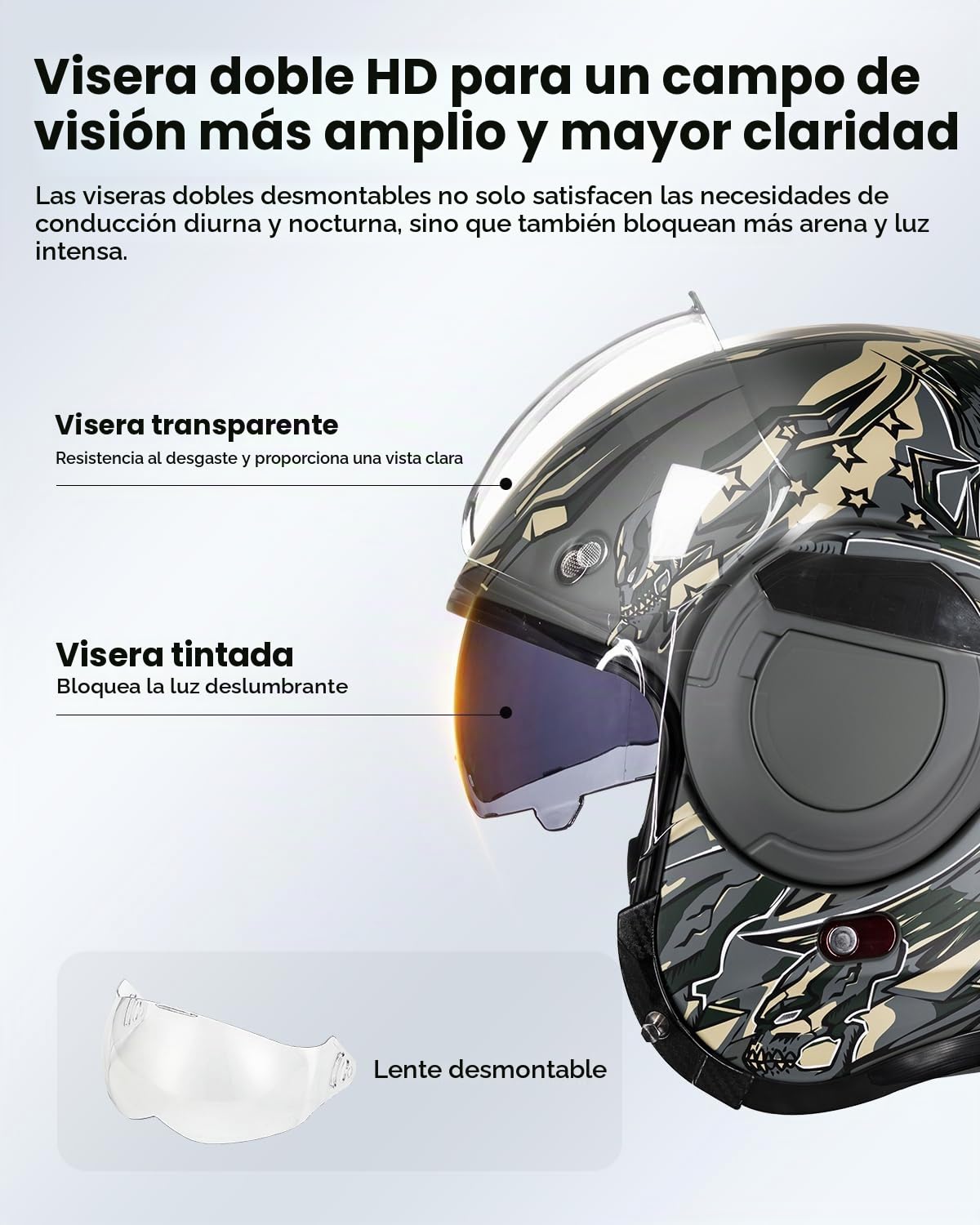 ILM Casco Moto Modular Integral para Hombre y Mujer ATV UTV con Mentonera Reversible 180 ECE Model-B707,Verde Militar, L