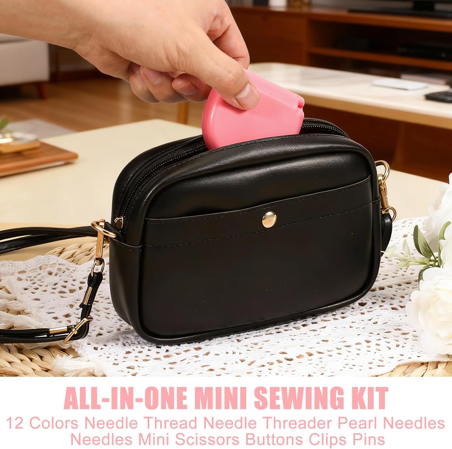 Oqqlin 30 Pcs Mini Travel Sewing Kit, Portable Mini Sewing Kit Multicolor Emergency Small Sew Kits with Threads, Scissors, Needles, Needle Threader, Buttons for Hotels, Shop, Travel, Charity
