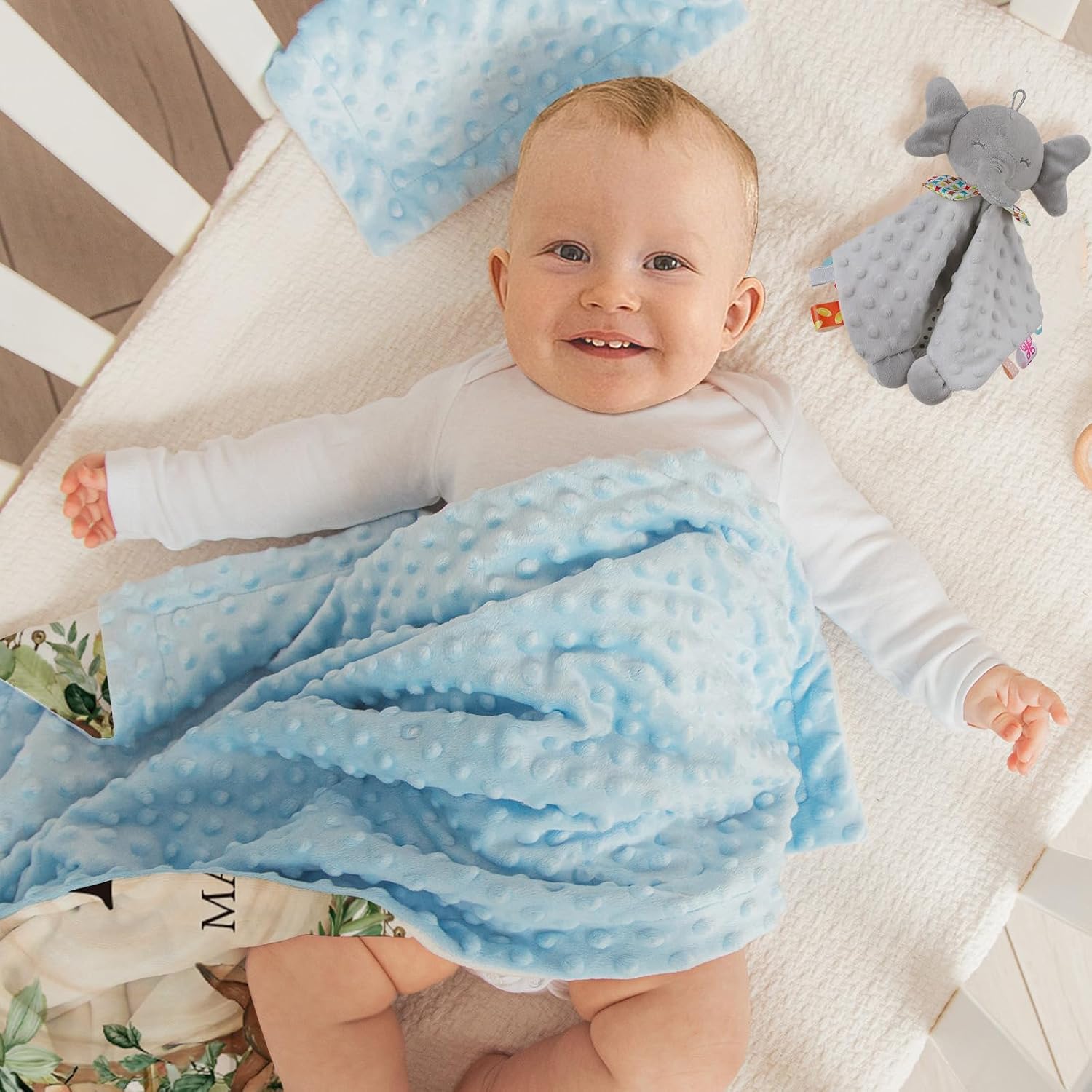 Personalized Baby Blanket - Custom Woodland Animals Blankets with Name - Soft Plush Flannel Throw Blanket with Double Layer Dotted Backing for Boys Girls Gift Color12