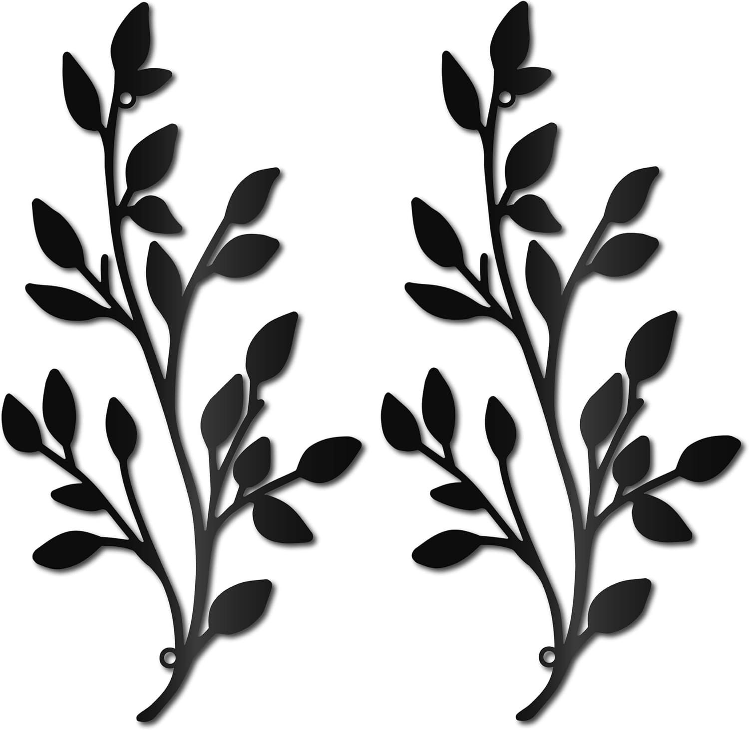 CREATCABIN 2Pcs Tree Leaf Metal Wall Art Iron Branch Leaves Wall Decor Hanging Symmetry Black Silhouette Ornament Iron Sign for Indoor Outdoor Living Room Balcony Home Office Decor Gift 11.8x5.9Inch