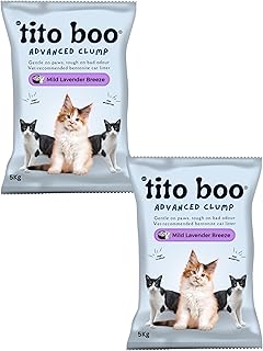 Tito Boo Advanced Cat Litter - 12Kg Bentonite Clumping Litter with Lavender and Lemon Fragrance - Low Dust Formula for Cle...