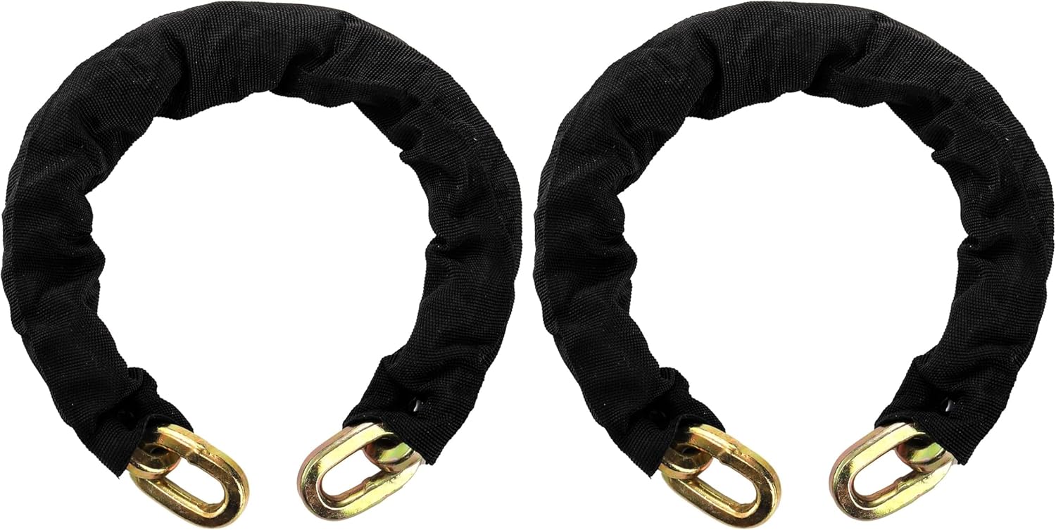 Yarlung 2 Feet Hardened Steel Security Chain, 10KS 3/8" Thick Heavy Duty Square Link Chain for Bikes, Motorcycles, Protected from Prying, Sawing, and Cutting (Pack of 2)