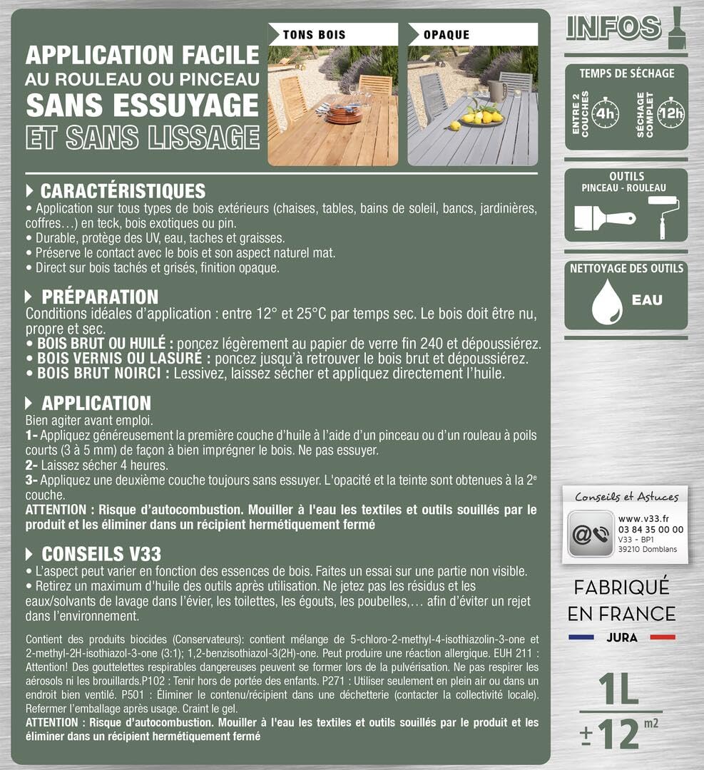 V33 Olio mobili ad alta protezione opaco, Teak 1L