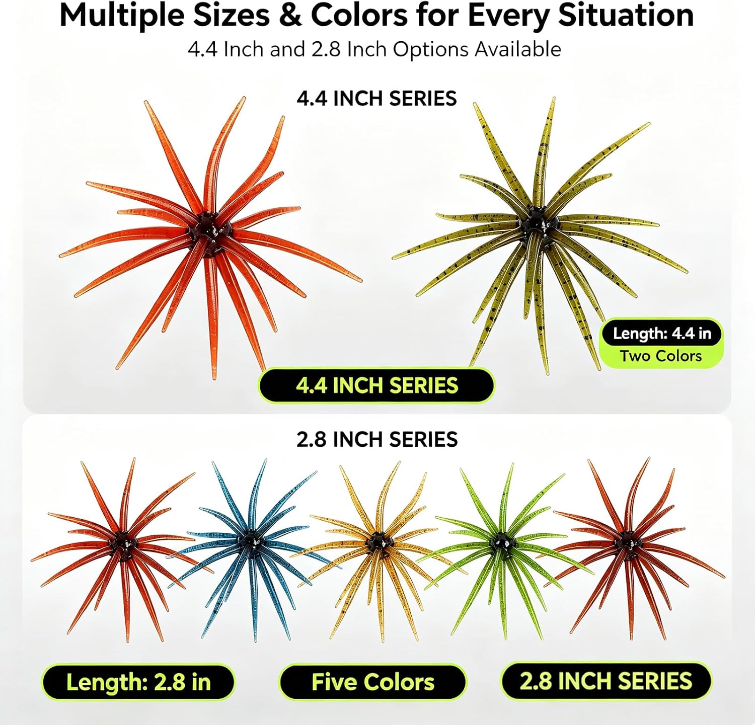 Urchin Baits for Bass Fishing, Multi-Tentacle Soft Tentacle Sea Urchin Bait | Fishing Lures for Bass Trout Crappie, Urchin Bait, Bass Fishing, Fishing Bait with Drop Shot, Wacky Rig, Neko Rig