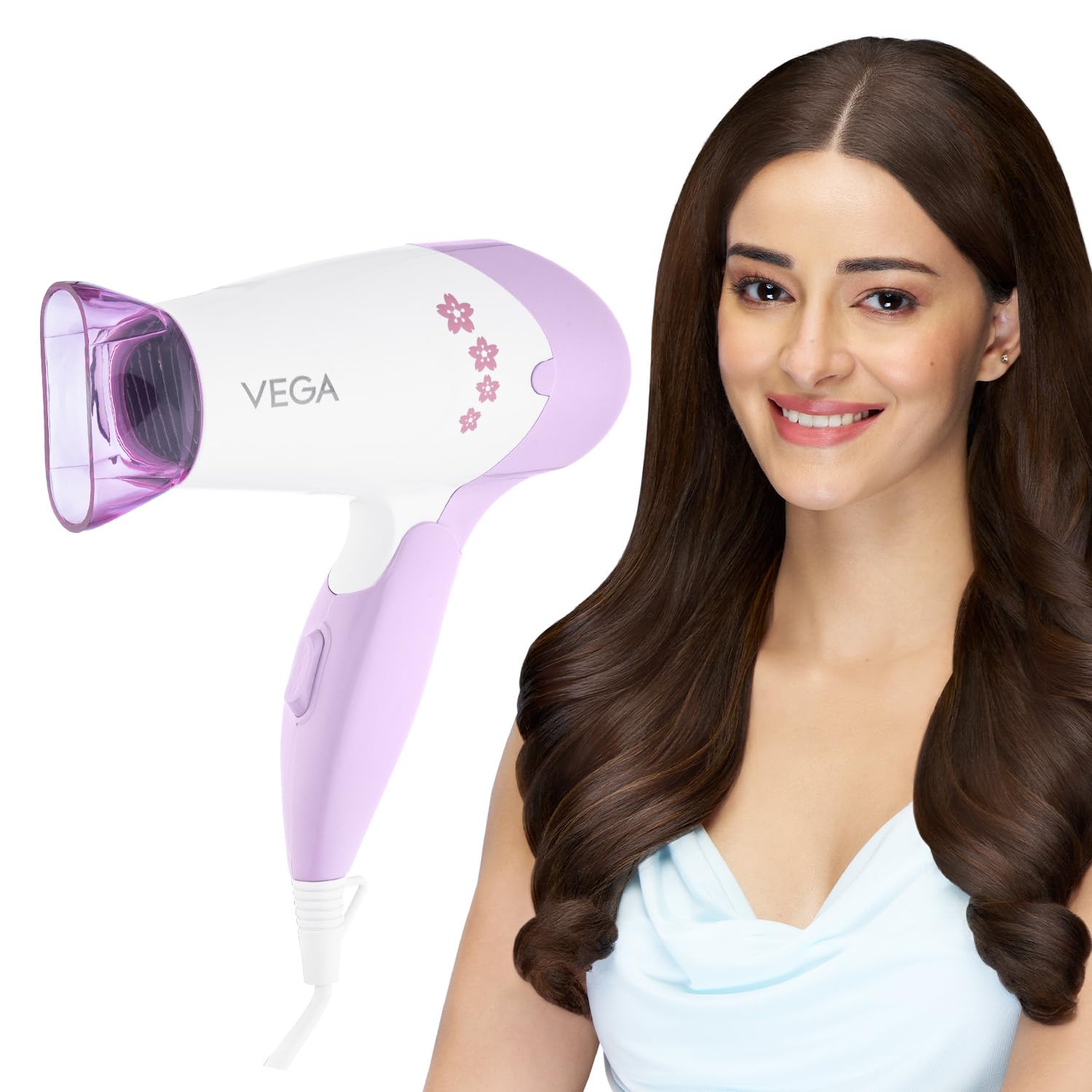 VEGA Insta Glam Foldable 1000 Watts Hair Dryer With 2 Heat & Speed Settings, VHDH-20, White & Pink (Made In India)-picture-15