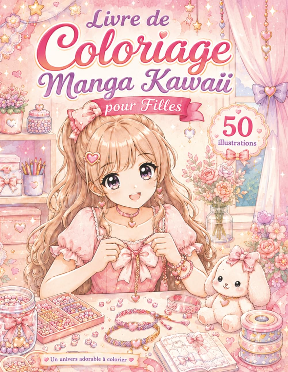 Livre de Coloriage Manga Kawaii pour Filles: 50 dessins adorables à colorier avec personnages manga, scènes cosy, animaux mignons et moments relaxants pour enfants, ados et fans du style japonais