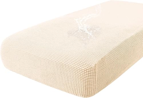 Miniatura 100 de hyha - Fundas de cojín impermeables para sofá modular, fundas de cojín de sofá en forma de L, tela jacquard gruesa, funda de diván con parte Gris