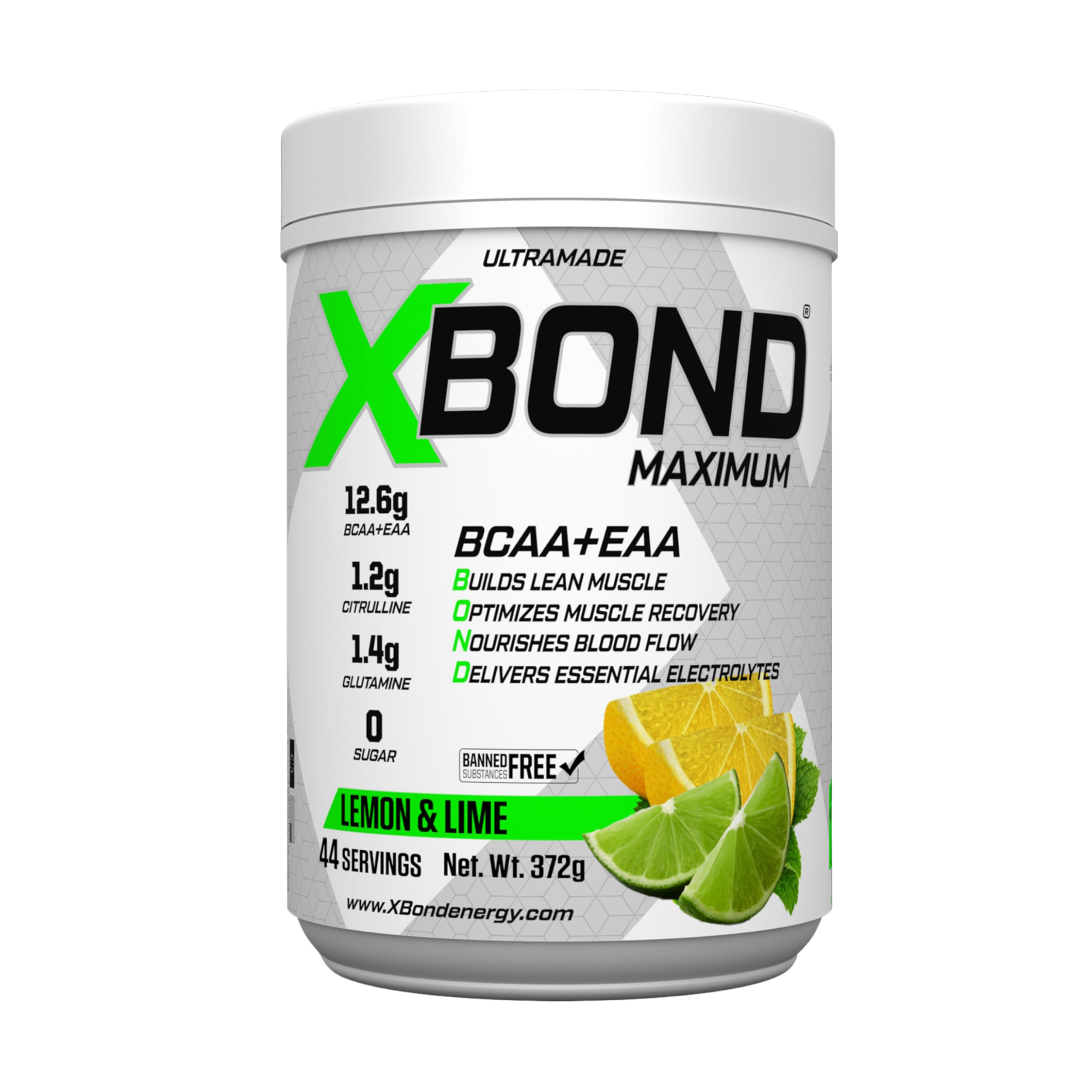 XBOND Maximum BCAA+EAA – 12.6g Amino Acids – Muscle Recovery & Hydration – Sugar Free – 44 Servings (44 Serving, Lemon & Lime) Lemon & Lime 44 Serving