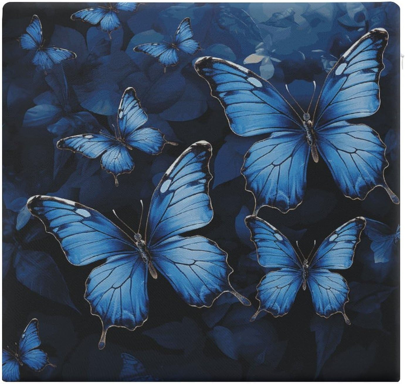 Dark Blue Butterflies Chair Cushion Memory Foam Breathable Chair Pads Square Large Pillows Seating Comfort Meditation Floor Pillow Car Seat Cushion for Indoor/Outdoor Chairs