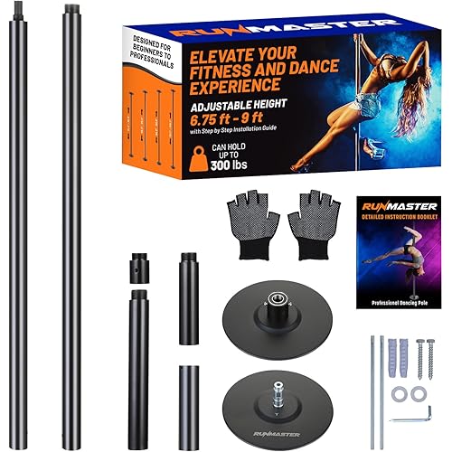Premium Pole Spinning Static Dance Pole Kit | Portable & Removable 45mm Exercise Pole for Club, Party, Home Easy Assembly Safe & Sturdy Steel Construction | Silicone Rubber Protection
